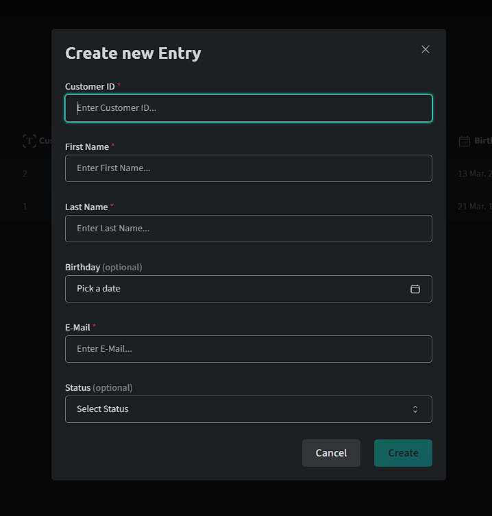 Add Data Collection Entry