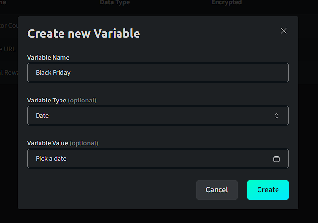 Add new Variable